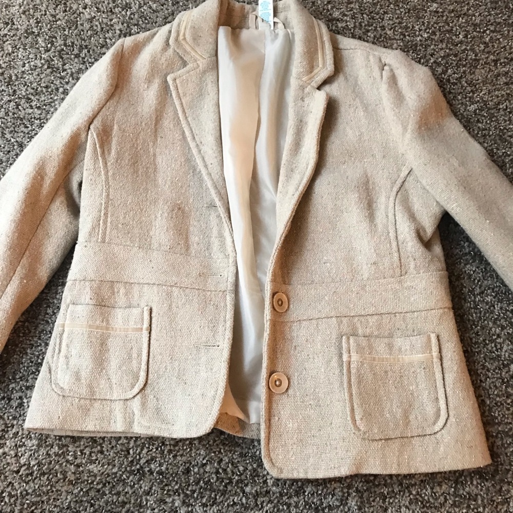 Tan  and light pink tweed blazer